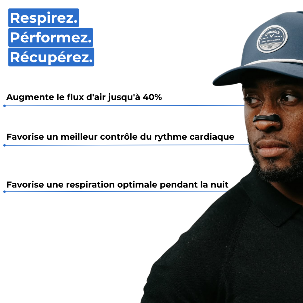 La bande nasale magnétique Flexair™ V2 est conçue pour améliorer votre respiration nasale, augmentant ainsi vos performances sportives et favorisant un sommeil réparateur.